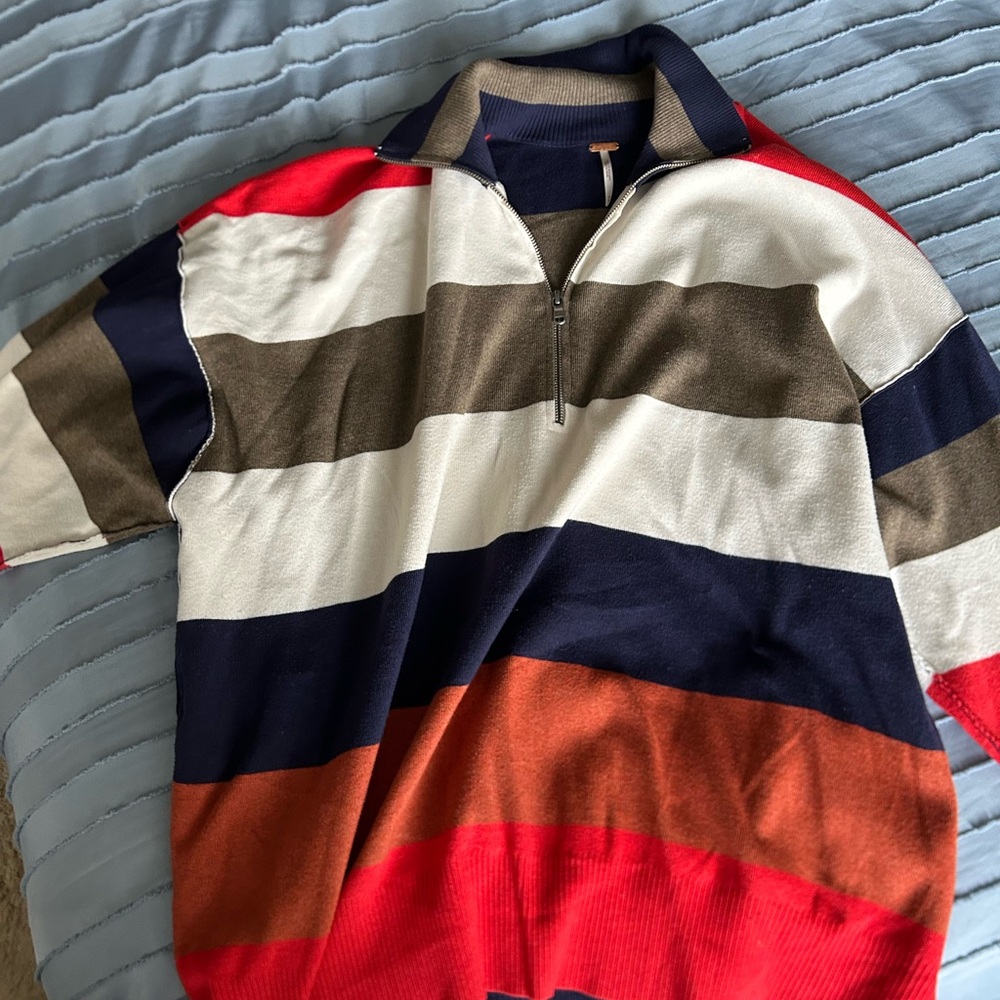 Striped Half-Zip Pullover Sweater - Multicolor - image 2